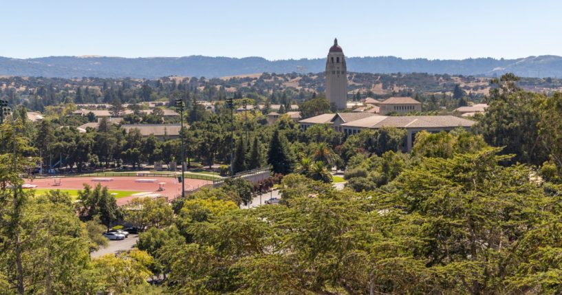 A general view of the campus of Stanford University including Hoover Tower as seen from Stanford Stadium on September 7, 2024 in Palo Alto, California.