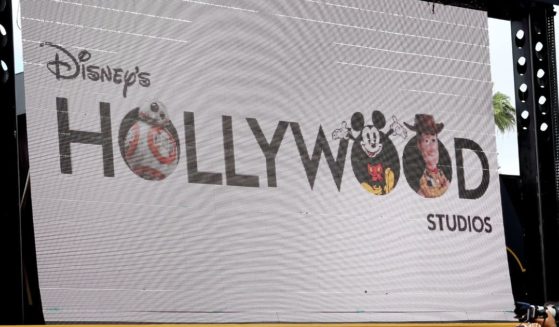 Members of the media and guests observe the new Disney's Hollywood Studios logo during Disney's Hollywood Studios 30th Anniversary Celebration at Disney’s Hollywood Studios on May 1, 2019 in Orlando, Florida.