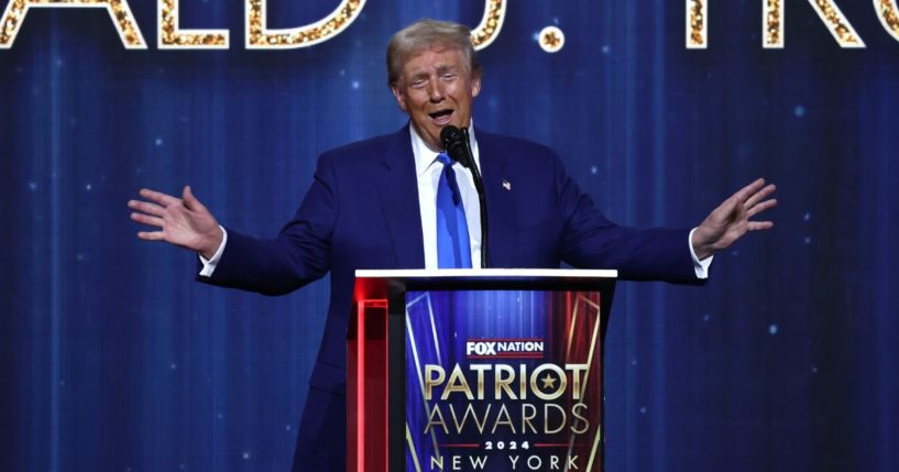 U.S. President-elect Donald Trump speaks during the FOX Nation's Patriot Awards at the Tilles Center on December 5, 2024 in Greenvale, New York.