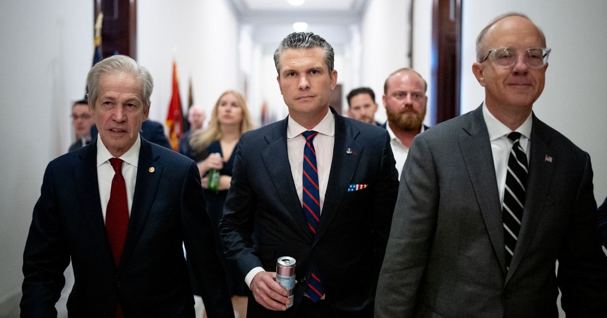 President-elect Donald Trump's nominee to be Secretary of Defense Pete Hegseth (C) leaves a meeting with Sen. Tommy Tuberville (R-AL) on Capitol Hill on December 2, 2024 in Washington, DC.