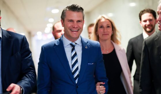 Pete Hegseth, U.S. President-elect Donald Trump's nominee for Secretary of Defense, arrives for a meeting at the Hart Senate Office Building on December 18, 2024 in Washington, DC.