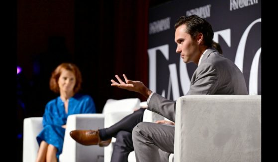 (L-R) Stephanie Ruhle, Kevin Lata and David Hogg speak onstage during the Fast Company Innovation Festival 2024 at BMCC Tribeca PAC on September 17, 2024 in New York City.