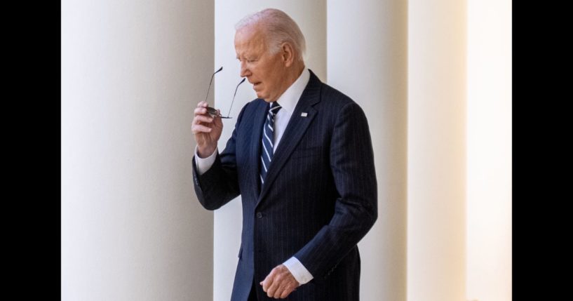 U.S. President Joe Biden walks out of the Oval Office to speak about the results of the 2024 election in the Rose Garden on November 7, 2024 in Washington, DC.