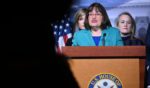 United States Representative Annie Kuster (D-NH) appears at a press conference about the border at the United States Capitol Visitor Center on Thursday February 15, 2024 in Washington, DC.