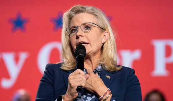 Former U.S. Rep. Liz Cheney (R-WY) speaks at a town hall with Democratic presidential nominee, Vice President Kamala Harris, at the Royal Oak Music Theatre on October 21, 2024 in Royal Oak, Michigan.