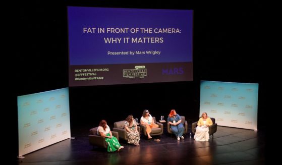 (L-R) Joy Nash, Adrienne Acevedo Lovette, Virgie Tovar, Ashlie Atkinson and Elizabeth Kilpatrick, Senior Vice President of the Geena Davis Foundation participates in the Fat in Front of the Camera: Why It Matters panel during the Bentonville Film Festival on June 23, 2022 in Bentonville, Arkansas.