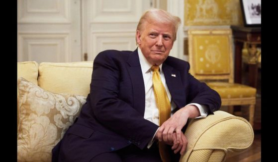 President-Elect Donald Trump reacts during his meeting with Prince William, Prince of Wales at the Embassy of the United Kingdom's Residence on December 7, 2024 in Paris, France.