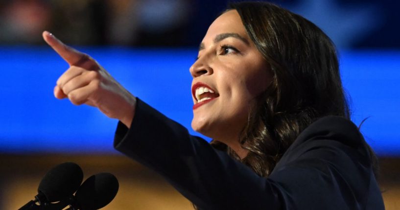 Rep. Alexandria Ocasio-Cortez speaks on the first day of the Democratic National Convention in Chicago, Illinois, on Aug. 19.