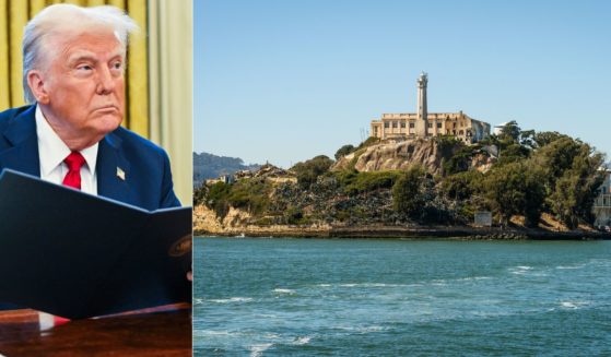 Donald Trump Jr. suggested, perhaps in jest, that President Donald Trump, left, should reopen Alcatraz, right, as a place to house criminal illegal immigrants.