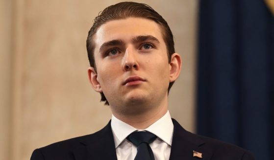 First son Barron Trump attends the inauguration of President Donald Trump in the Capitol Rotunda in Washington, D.C., on Monday.