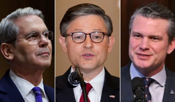 The suspect told police he intended to harm Treasury Secretary Scott Bessent, left, House Speaker Mike Johnson, center, and Defense Secretary Pete Hegseth.