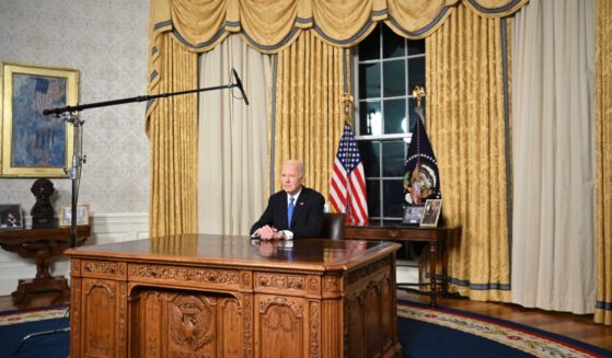 President Joe Biden delivers his farewell address to the nation from the Oval Office of the White House in Washington, D.C., on January 15, 2025.