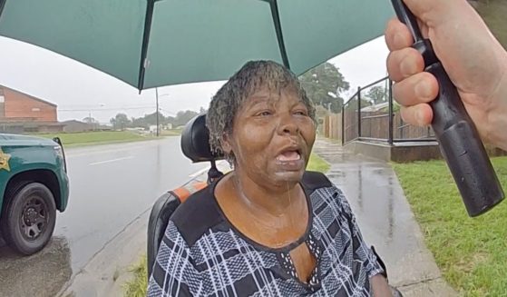 An elderly woman in Escambia County, Florida, missed her bus because her wheelchair was stuck in the mud.