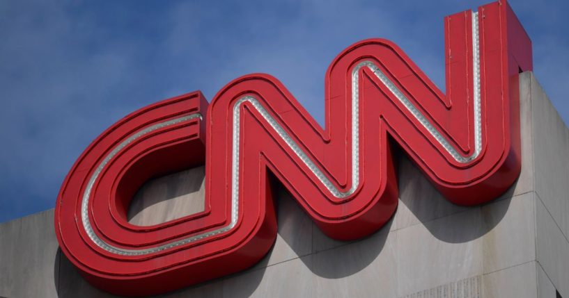 Signage is seen at the CNN Center in Atlanta, Georgia, on April 21, 2022.