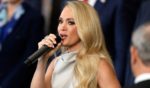 Carrie Underwood performs "America the Beautiful" a cappella during the inauguration for President Donald Trump in the Capitol Rotunda in Washington, D.C., on Monday. (Julia Demaree Nikhinso