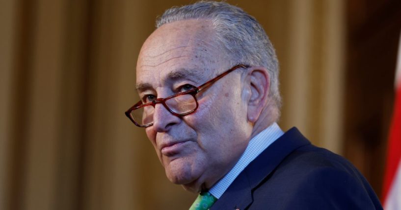 Senate Minority Leader Chuck Schumer speaks during a news conference on drug price negotiations with Medicare at the U.S. Capitol in Washington, D.C., on Wednesday.