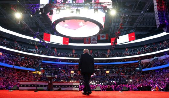 President-elect Donald Trump speaks at his victory rally at the Capital One Arena in Washington, D.C., on Sunday.