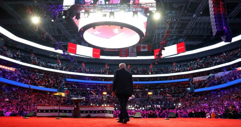 President-elect Donald Trump speaks at his victory rally at the Capital One Arena in Washington, D.C., on Sunday.