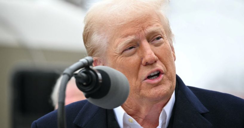 President Donald Trump speaks as he surveys recovery efforts in a neighborhood affected by Hurricane Helene in Swannanoa, North Carolina, on Friday.