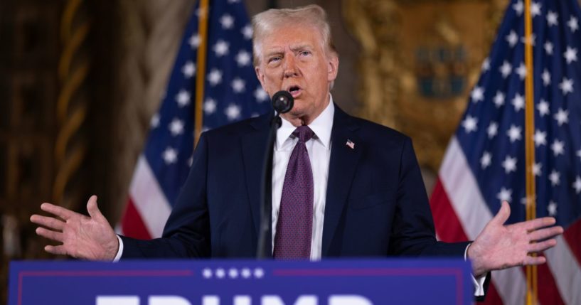 President-elect Donald Trump speaks to reporters during a news conference at Mar-a-Lago in Palm Beach, Florida, on Tuesday.