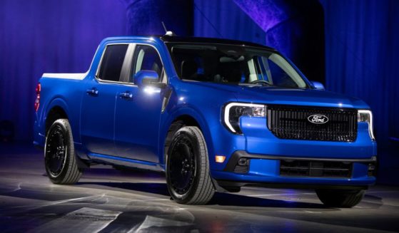 A 2025 Ford Maverick truck is shown at a Ford "Detroit Proud" event at the 2025 Detroit Auto Show in Detroit, Michigan, on Jan. 9.