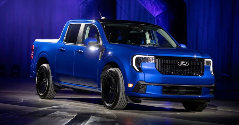 A 2025 Ford Maverick truck is shown at a Ford "Detroit Proud" event at the 2025 Detroit Auto Show in Detroit, Michigan, on Jan. 9.