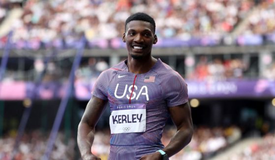 Fred Kerley of Team United States looks on during the Men's 100m Semi-Final on day nine of the Olympic Games Paris 2024 at Stade de France on August 04, 2024 in Paris, France.