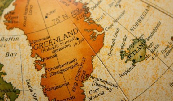 An old map shows Greenland and Iceland.