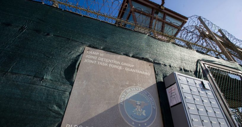 The control tower of Camp VI detention facility is pictured at Guantanamo Bay Naval Base, Cuba, on April 17, 2019.