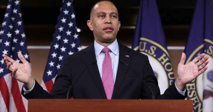 House Minority Leader Hakeem Jeffries holds a news conference at the U.S. Capitol Visitors Center in Washington, D.C., on Jan. 23.