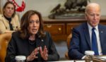 Vice President Kamala Harris and President Joe Biden speak to the media on the federal response to the Los Angeles wildfires at the White House on January 9, 2025 in Washington, D.C.