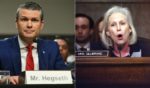 Sen. Kirsten Gillibrand, right, went into a rant about sending mothers in combat during the Senate confirmation hearing for President-elect Donald Trump's Secretary of Defense nominee Pete Hegseth, left, on Tuesday.