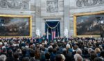 President Donald Trump speaks after being sworn in during his inauguration in the U.S. Capitol Rotunda on January 20, 2025 in Washington, D.C.