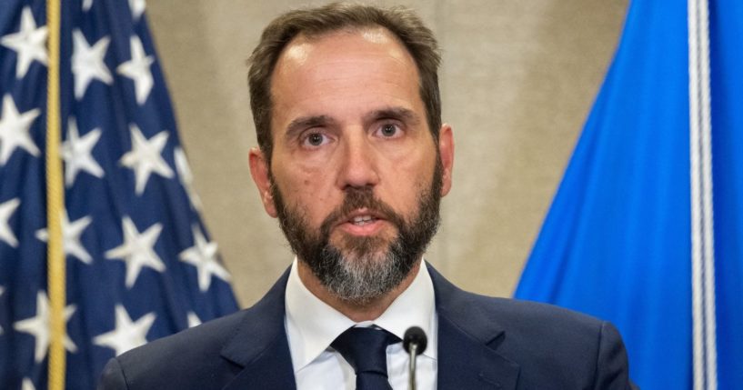 Special counsel Jack Smith speaks to the media at the Department of Justice building in Washington, D.C., on Aug. 1, 2023.