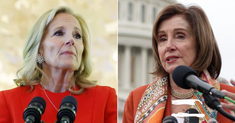 First lady Jill Biden, left, expressed disappointment with former House Speaker Nancy Pelosi and others over the treatment her husband, President Joe Biden, received from Democrats with whom they had been friends for nearly half a century, according to a Washington Post report.