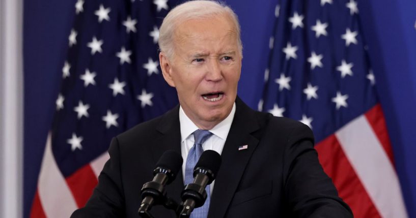 President Joe Biden delivers a speech about his foreign policy achievements in the Ben Franklin Room at the State Department's Harry S. Truman headquarters building in Washington, D.C., on Monday.