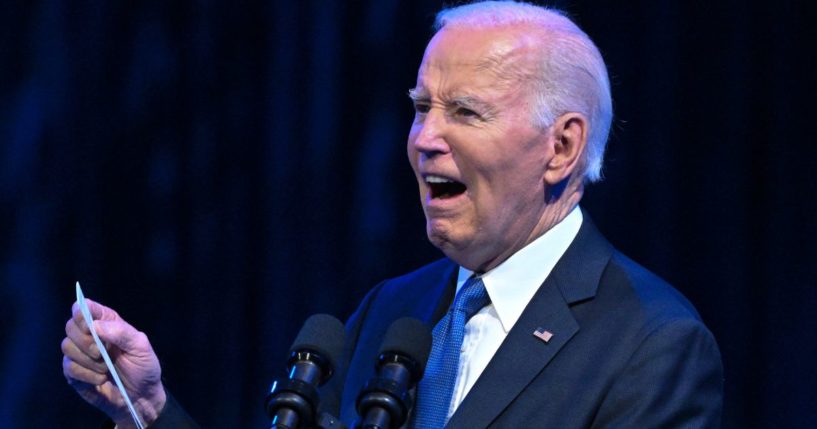 President Joe Biden delivers remarks at a Department of Defense Commander in Chief Farewell Ceremony at Joint Base Myers-Henderson Hall in Arlington, Virginia, on Thursday.