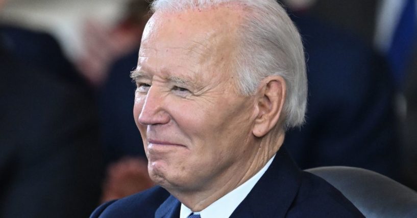 President Joe Biden attends Donald Trump's inauguration in the U.S. Capitol Rotunda in Washington, D.C., on Monday.