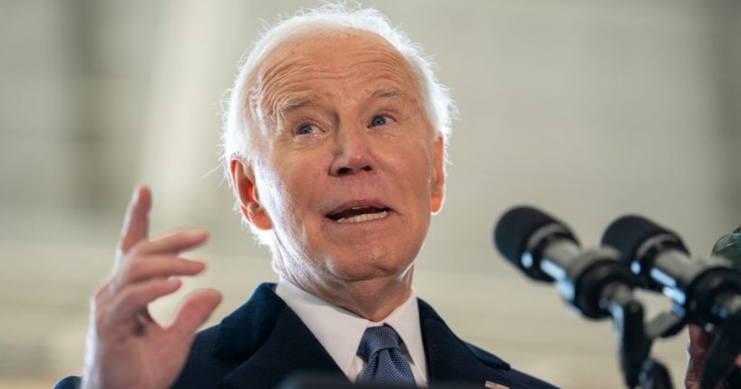 Former President Joe Biden speaks during a farewell ceremony at Joint Base Andrews, Maryland, on Monday.