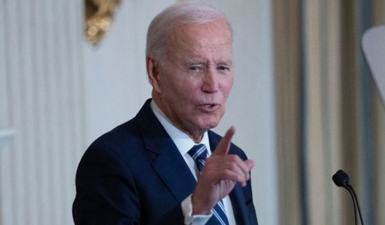 President Joe Biden delivers remarks at a reception for new Democratic members of Congress at the State Dining Room of the White House in Washington, D.C., on Sunday.