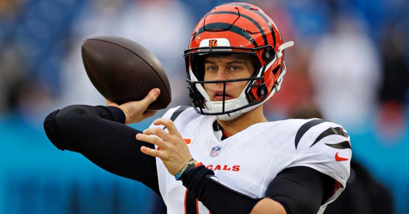 Cincinnati Bengals quarterback Joe Burrow warms up before a game against the Tennessee Titans in Nashville, Tennessee, on Dec. 15.