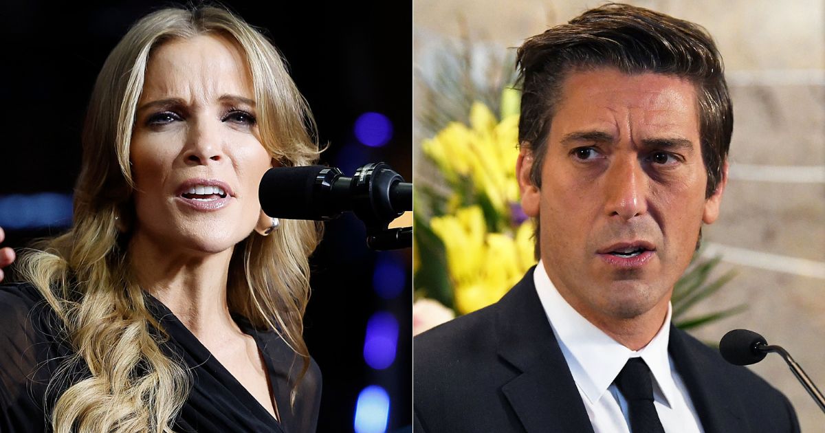 After video of ABC's David Muir, right, reporting on the fires in California made the rounds on social media, Megyn Kelly, left, chimed in.