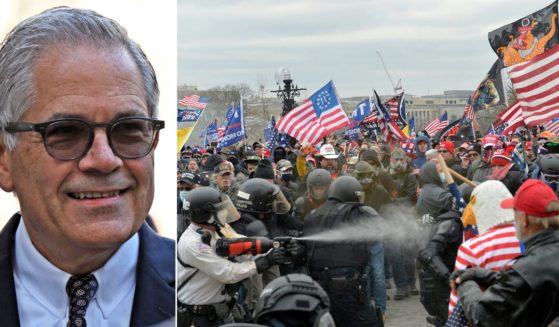 Left-wing Philadelphia district attorney Larry Krasner, left, said he's thinks there's a "path" for blue states to prosecute those pardoned by President Donald Trump for their involvement in the Capitol protest of Jan. 6, 2021.