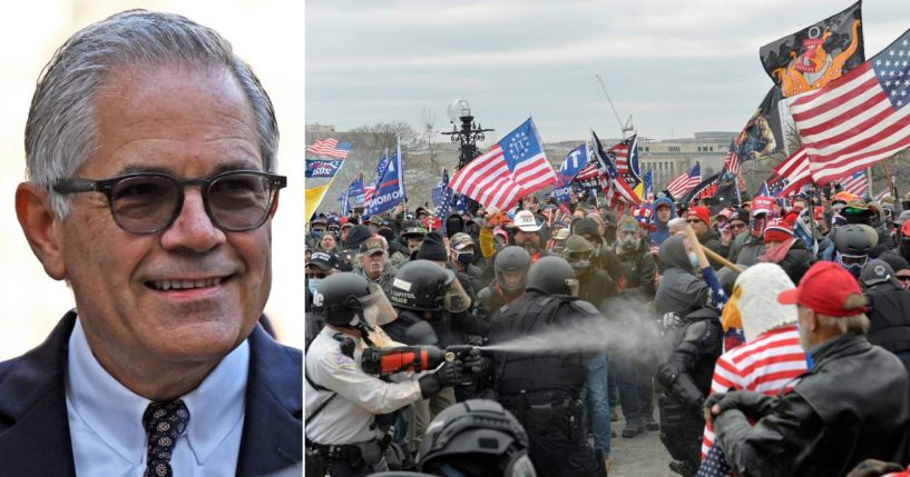 Left-wing Philadelphia district attorney Larry Krasner, left, said he's thinks there's a "path" for blue states to prosecute those pardoned by President Donald Trump for their involvement in the Capitol protest of Jan. 6, 2021.