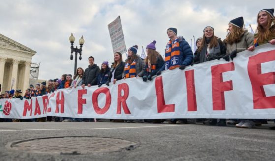 Pro-life supporters participate in the 2025 March for Life in Washington, D.C., on Friday.