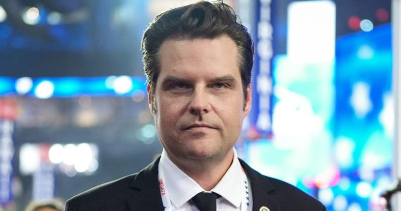 Then-Rep. Matt Gaetz attends the second day of the Republican National Convention in Milwaukee, Wisconsin, on July 16.