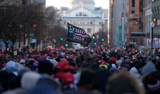 Supporters of President Donald Trump gather on the day of his inauguration on Jan. 20, 2025 in Washington, D.C.