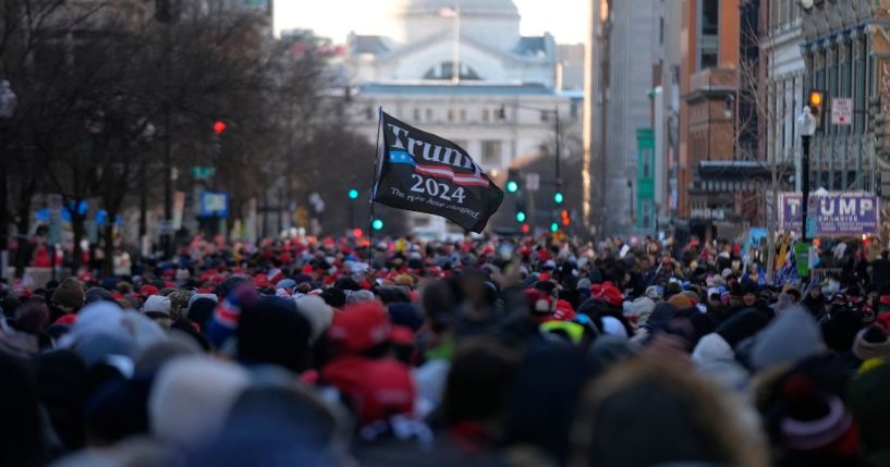 Supporters of President Donald Trump gather on the day of his inauguration on Jan. 20, 2025 in Washington, D.C.