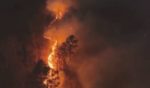 Drone footage captured a wildfire in Old Fort, North Carolina, on Wednesday.