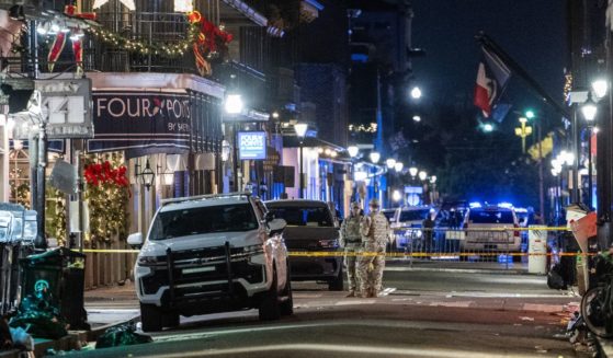 Members of the National Guard monitor a blocked off section of the French Quarter, after 14 people were killed during an attack early in the morning on January 1, 2025 in New Orleans, Louisiana.